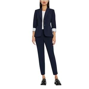 Tahari ASL Peak-Lapel Button-Front Blazer Jacket Long Sleeve Navy Size 8 NWOT